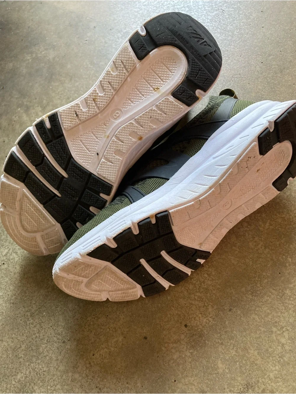 Avia Olive Knit Athletic Sneakers with Black Accents and White Sole